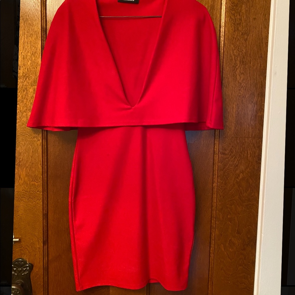 Red mini dress- cape style